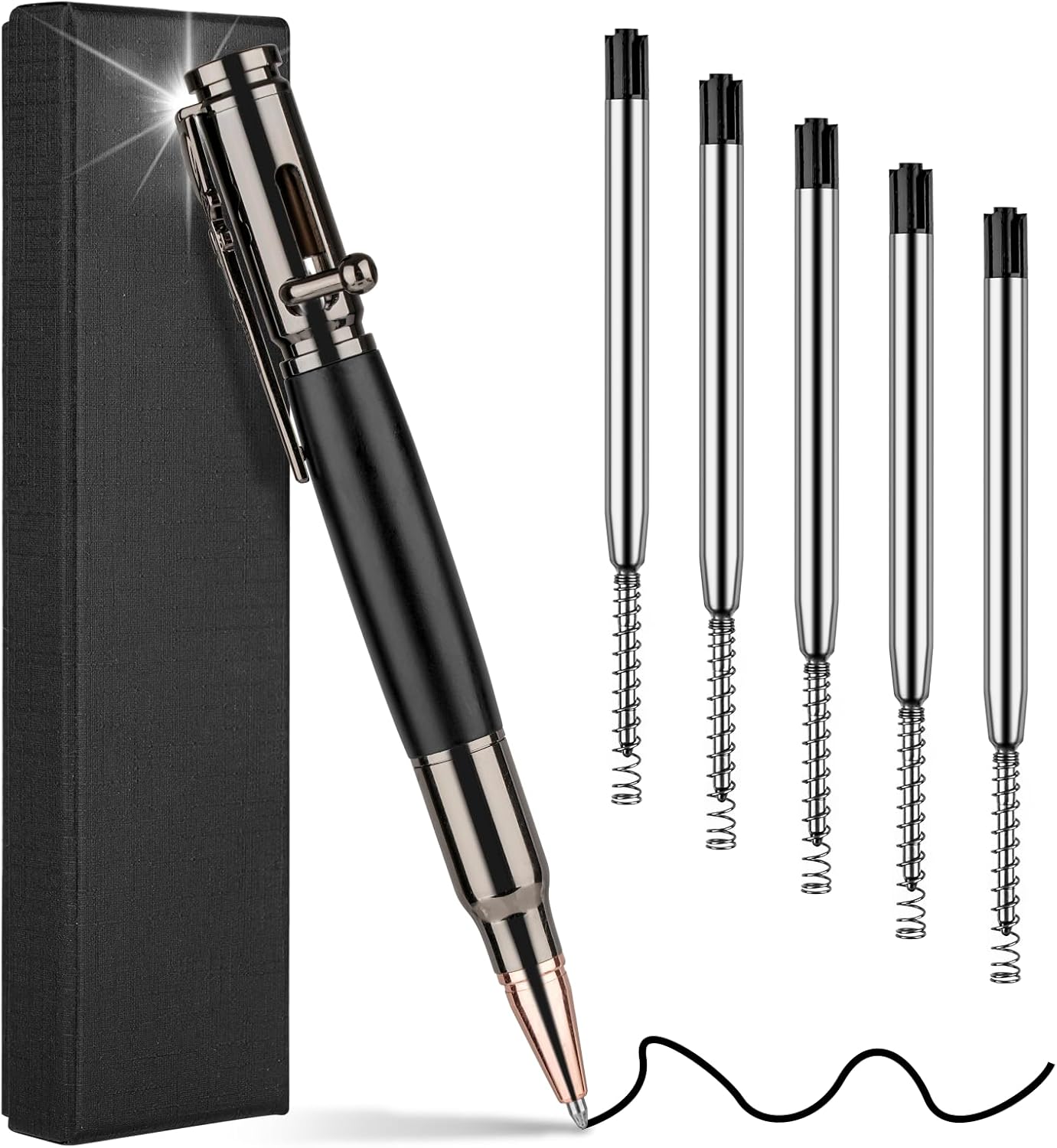 Vaktop Kugelschreiber, Druckkugelschreiber mit 5 Auswechselbarer Mine ...